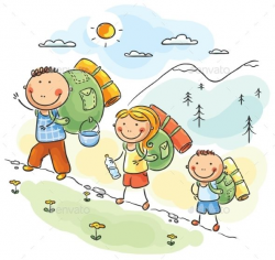 Family hiking in the Mountains | DynChloe Cute Pins | Drawing for ...