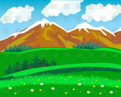 Summer in mountains Vector Image – Vector illustration of Nature ...