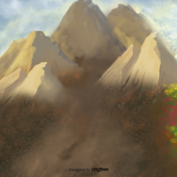Hand-painted Realistic Mountain Background, Realism, Peak, Mountain ...