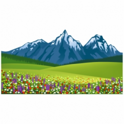 HD Grass Clipart Scenery - Mountain With Flowers Clipart Transparent ...