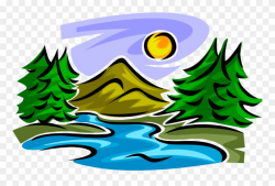 Mountain Stream With Trees Clipart Download - Mountain And River ...