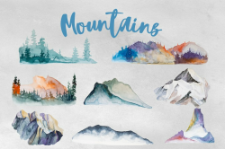 Watercolor Mountains Clipart