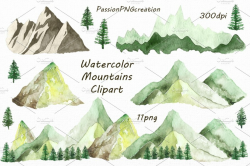 Watercolor Mountains Clipart