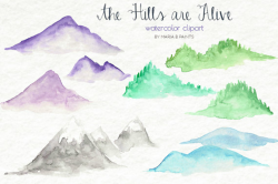 Watercolor Clip Art Hills Mountains Nature Simple - Clip Art Library