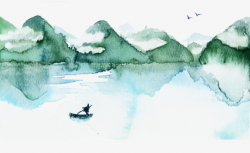 Watercolor Painting, Watercolor Clipart, Mountain, Green PNG ...