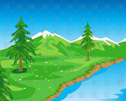 Beautiful mountain landscape with seashore Stock Vector ...