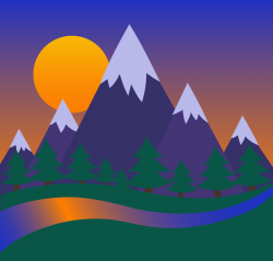 Mountains and Forest Sunset Clip Art - Sweet Clip Art
