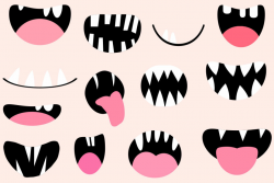 Spooky monster mouths clipart, Funny Halloween creature teeth ...