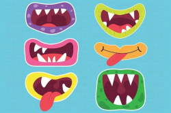 Cute Monster Mouths Clipart. Monster #graphicdesign #printable ...