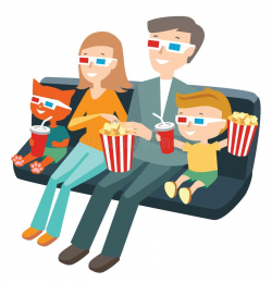 Family Watching A Movie Clipart