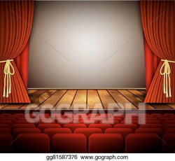 Vector Art - Cinema or theater scene with a curtain. Clipart ...