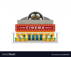 Cinema building flat style movie theater