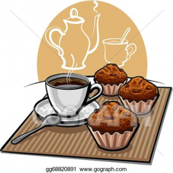EPS Vector - muffins and coffee. Stock Clipart Illustration ...