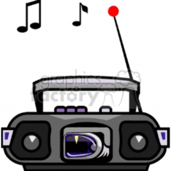 cartoon radio playing music clipart. Royalty-free clipart # 150063
