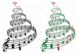 Christmas tree with music notes, printable Christmas card, Xmas ...