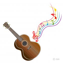 Ukulele and Colorful Music Note Clipart Free Picture｜Illustoon