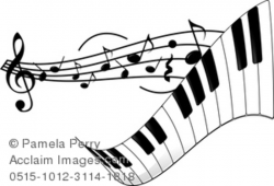 Clip Art Image of a Piano Keyboard and Sheet Music