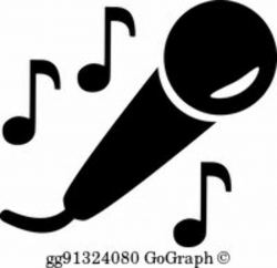 Microphone And Music Notes Clip Art - Royalty Free - GoGraph