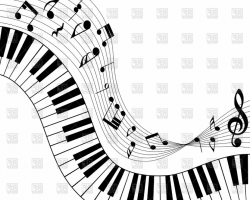 Musical Note Staff And Piano Keys Music Concept Vector Clipart ...