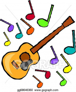 EPS Illustration - Acoustic guitar and music notes. Vector Clipart ...