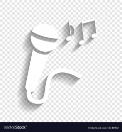 Microphone sign with music notes white
