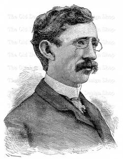 Victorian Mustache Man with Glasses Vintage Clip Art Digital ...