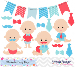 80% OFF - INSTANT DOWNLOAD - Baby Boy Mustache Clipart and ...