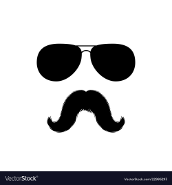 Moustaches and sunglasses face clipart black