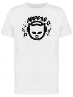 Details about Napster Sketch Music Logo Men\'s White T-shirt