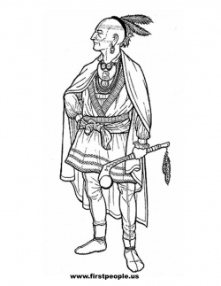 Native American clipart to color in - Cherokee Indian Chief