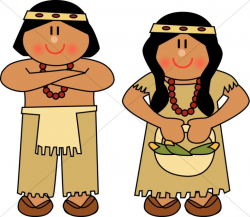 Cute Native American Man and Woman | Thanksgiving Clipart
