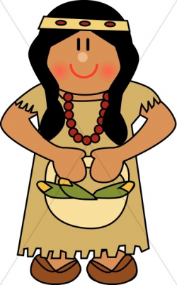 Cute Native American Woman | Thanksgiving Clipart