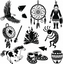 Native American Indian Designs Silhouette Clip Art, Vector ...