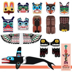 Totem Pole Clip Art Set (of the Pacific Northwest) in 2019 ...