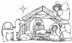 Nativity, Jesus Nativity in Cartoon Depiction Coloring Page: Jesus ...