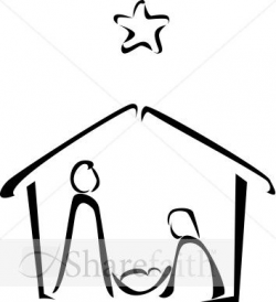 Black and White Nativity Sketch | church | Nativity clipart ...