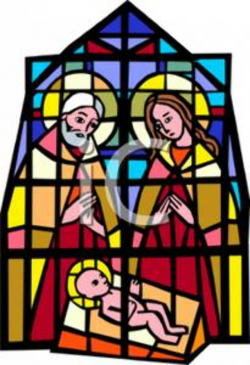 A Stained Glass Nativity - Royalty Free Clipart Picture