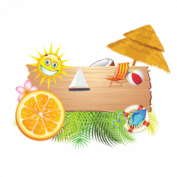 Summer,Holiday,Vacation,Vector,Beach elements,Tropical leaves,Orange ...