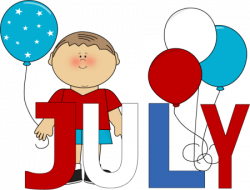 month of july | Red White and Blue July Clip Art Image - the word ...