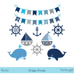 Grey nautical clipart, Nautical clip art set, Cute sailing ...