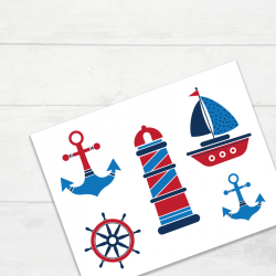Blue and Red Nautical Baby Shower Clipart - Tulamama