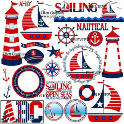 Sailboat clip art, nautical clipart, sailing graphics ...