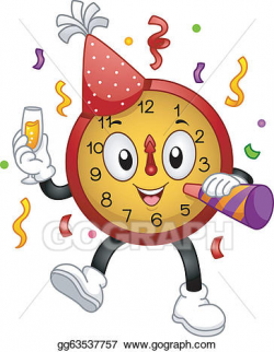 Vector Illustration - New year clock mascot. EPS Clipart ...