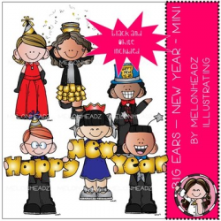 Big Ears clip art - New Year - Mini - Melonheadz Clipart