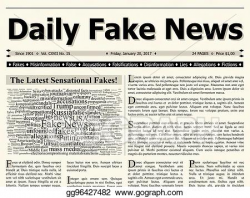 Clipart - Front page of daily fake news mainstream newspaper ...