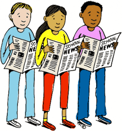Kids Reading Newspaper Clipart