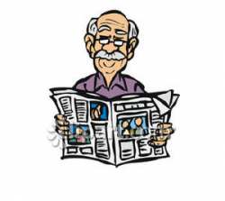 Old Man Reading Newspaper Clipart