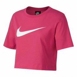 Details about Nike Swoosh Cropped T-Shirt Womens Red Top Tee shirt  Athleisure Activewear