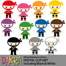 Colors clip art / Ninja rainbow colors clipart