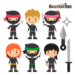 Ninja Kids Clip Art Set
